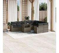 Owoxanthellate Set di 10 divani da giardino in rattan, 200 x 100 cm, tavolo pieghevole, resistente alle intemperie, in polyrattan, set modulare con spessi cuscini per il lavaggio, per giardino