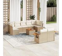 Owoxanthellate Set di 10 divani da giardino in rattan sintetico, beige, 62 x 62 x 69 cm, resistente alle intemperie, con spazio di archiviazione e rivestimenti rimovibili per giardino, terrazza e