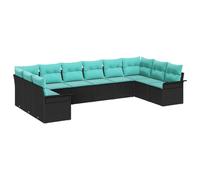 Owoxanthellate Set di 10 divani da giardino modulari, in polyrattan, colore nero | Gruppo lounge modulare con spazio per terrazza e giardino, con comodi cuscini per dieci persone.