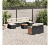 Owoxanthellate Set di 10 mobili da giardino in polyrattan nero, 55 x 62 x 69 cm, resistente alle intemperie, per terrazze, balconi, giardini e giardini d'inverno