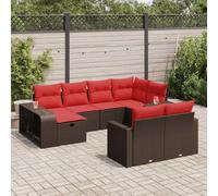 Owoxanthellate Set di 10 salone da giardino in rattan sintetico, colore marrone, 55 x 62 x 69 cm, con struttura in acciaio resistente alle intemperie, cuscino rimovibile e pratico spazio per terrazza