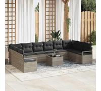 Owoxanthellate Set di 11 divani da giardino, grigio chiaro, 100 x 55 x 44/73 cm, in rattan sintetico, modulare e resistente alle intemperie, per giardino, terrazza, balcone
