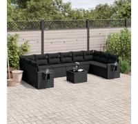 Owoxanthellate Set di 11 divani da giardino in rattan sintetico, 62 x 62 x 69 cm, resistente alle intemperie, con molle a gas e piano in vetro, per balcone, terrazza, giardino