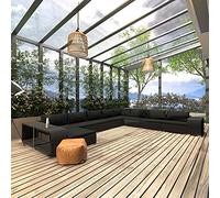 Owoxanthellate Set di 11 mobili da giardino in polyrattan, colore nero, 69,5 cm, per esterni, con tavolini, robusta combinazione di protezione dalle intemperie, per terrazza, balcone e giardino