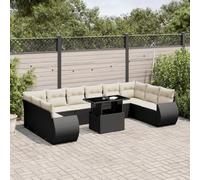 Owoxanthellate Set di 11 mobili da giardino in polyrattan nero con tavolo regolabile, 62 x 62 x 69 cm, resistente ai raggi UV, per esterni, terrazza, balcone e giardino d'inverno