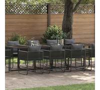 Owoxanthellate Set di 11 tovagliette da pranzo da giardino, in acciaio e rattan sintetico, 275 × 107 × 72 cm, piano in vetro, balcone, terrazza