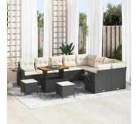 Owoxanthellate Set di 12 divani da giardino, colore nero, crema, 90 x 55 x 71 cm, in rattan sintetico, resistente agli agenti atmosferici, per terrazze, balconi, piccoli esterni