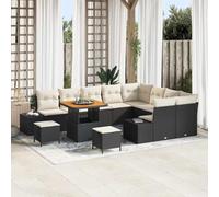 Owoxanthellate Set di 12 divani da giardino in polyrattan, stile modulare, resistente alle intemperie, 9 posti, in legno di acacia, design robusto, per terrazze, balconi e lounge per esterni