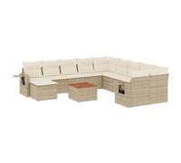 Owoxanthellate Set di 12 mobili da giardino in rattan beige, in polyrattan, divano ad angolo, resistente alle intemperie, modulare, per giardino, terrazza, balcone