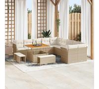 Owoxanthellate Set di 13 divani da giardino beige in rattan sintetico, 100 x 100 x 71 cm, modulare per terrazza, balcone e lounge con tavolo regolabile per mangiare all'aperto e rilassarsi