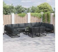 Owoxanthellate Set di 13 divani da giardino in alluminio, nero, 71,5 x 71,5 x 71 cm, moderna panca angolare per esterni, con protezione dalle intemperie, rivestimento a polvere, mobili da giardino per