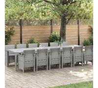Owoxanthellate Set di 13 mobili da giardino in rattan grigio chiaro, per 12 persone, tavolo da 110,5 cm, design moderno, robusto e durevole, per terrazze, balconi, esterni