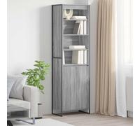 Owoxanthellate Set di 2 armadi alti in legno Sonoma, 60 x 36 x 200 cm, grigio con gambe in acciaio, design industriale moderno, robusto e durevole, soggiorno, camera da letto, corridoio