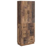 Owoxanthellate Set di 2 armadi con 3 cassetti e 2 ante scorrevoli, mobile modulare per soggiorno e ufficio, effetto legno anticato, 66 x 34,5 x 87 cm