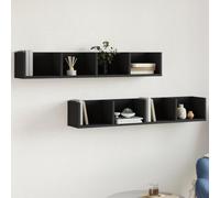 Owoxanthellate Set di 2 armadi da parete neri 99 x 18 x 16,5 cm, materiale in legno, moderna mensola da parete con spazio per il corridoio e la camera da letto