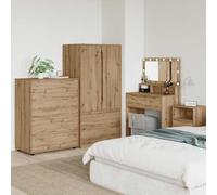 Owoxanthellate Set di 2 armadi in rovere Artisan, 80 x 48 x 105 cm, in legno dal design moderno, con 4 scomparti e cassetto scorrevole, per soggiorno, camera da letto, corridoio