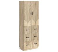Owoxanthellate Set di 2 armadi in rovere Sonoma, 66 x 34,5 x 87 cm, comò in legno con 3 cassetti e 2 ante scorrevoli, per soggiorno e ufficio