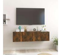 Owoxanthellate Set di 2 armadi per TV in legno di affumicatura, 60 x 30 x 30 cm, montaggio a parete, design moderno, con 2 scomparti per pezzo, robusto e salvaspazio, per soggiorno, camera da letto