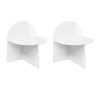Owoxanthellate Set di 2 comodini bianchi lucidi, 40 x 35,5 x 45,5 cm, moderni comodini in legno compatto, con piano rotondo per camera da letto e camera degli ospiti