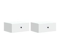 Owoxanthellate Set di 2 comodini da parete bianchi, moderni comodini sospesi con 2 cassetti, comodino sospeso, in legno per camera da letto, 49 x 34,5 x 20 cm