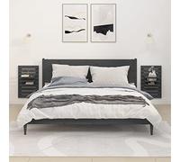 Owoxanthellate Set di 2 comodini da parete in legno massiccio di pino grigio, 40 x 17,5 x 63 cm, versatili, per camera da letto, cucina, bagno, design moderno, robusto e salvaspazio, per soggiorno e