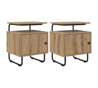 Owoxanthellate Set di 2 comodini effetto rovere Artisan, 40 x 36,5 x 50 cm | Comodino compatto con anta e maniglia in metallo per camera da letto, robusto telaio in acciaio e protezione per pavimento.