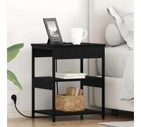 Owoxanthellate Set di 2 comodini in rovere nero, 41 x 31 x 51 cm, moderni, in MDF, con prese e stazione di ricarica, effetto legno, per camera da letto, soggiorno, corridoio