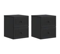 Owoxanthellate Set di 2 comodini montati a parete, moderni comodini sospesi con cassetti, console da parete in legno per camera da letto, nero, 33 x 34,5 x 40 cm