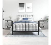 Owoxanthellate Set di 2 comodini Sonoma, colore grigio, 40 x 42 x 56 cm, in legno con telaio in ferro, per camera da letto, soggiorno, corridoio e posto letto