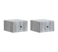 Owoxanthellate Set di 2 comodini sospesi da parete, con 2 cassetti, console da parete per camera da letto e soggiorno, in legno, colore grigio sonoma, 33 x 34,5 x 20 cm
