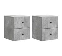 Owoxanthellate Set di 2 comodini sospesi da parete, grigio cemento, 34,5 x 33 x 40 cm, comodino da parete in legno, comodino sospeso con cassetti, per camera da letto e piccoli spazi