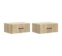 Owoxanthellate Set di 2 comodini sospesi da parete, in rovere Sonoma, con 2 cassetti, design moderno, per camera da letto e soggiorno, mensola da parete, 49 x 34,5 x 20 cm