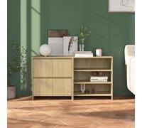 Owoxanthellate Set di 2 credenze Sonoma in legno di quercia 70 x 40,5 x 75 cm, piccolo comò con ante e scaffali, per soggiorno, corridoio, camera da letto