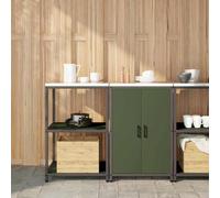 Owoxanthellate Set di 2 cuscinetti da cucina, verde oliva, 120 x 50 x 92 cm, scaffale in acciaio laminato a freddo, con porte, robusto scaffale in metallo, design moderno, per cucina, garage, officina