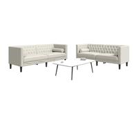 Owoxanthellate Set di 2 divani Chesterfield in velluto crema, 174 cm, 2 posti e 194 cm, 3 posti con cuscini per il collo, design moderno per soggiorno Living Room Bedroom and Corridor
