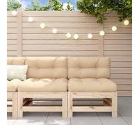 Owoxanthellate Set di 2 divani da giardino in legno di pino, 57,5 x 63,5 x 60 cm, colore beige, imbottitura mini divano, resistente alle intemperie, modulare, per balcone, terrazza, giardino d'inverno