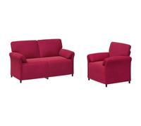Owoxanthellate Set di 2 divani in velluto rosso vinaccia | Elegante mobile imbottito per il tuo soggiorno: rivestimento in morbido velluto combinato con robusto telaio in metallo e
