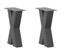 Owoxanthellate Set di 2 gambe per tavolino, colore antracite, 28 x 42 - 43 cm, altezza regolabile, gambe in acciaio con piedini di livellamento