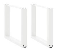 Owoxanthellate Set di 2 gambe per tavolino da caffè a forma di U, colore bianco, 50 x 42 - 43 cm, in acciaio verniciato a polvere, design moderno, robusto, portata e piedini regolabili in altezza, per