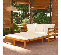 Owoxanthellate Set di 2 lettini prendisole in legno di acacia, 202 cm, design moderno, robusti e resistenti alle intemperie, per giardino, balcone, terrazza e piscina lounge