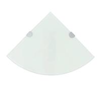 Owoxanthellate Set di 2 mensole angolari in vetro 25 x 25 cm bianco con supporti cromati, moderna mensola da parete per cucina, bagno, soggiorno, vetro di sicurezza da 8 mm, portata fino a 15 kg