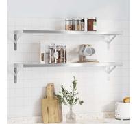Owoxanthellate Set di 2 mensole da parete, 100 x 23,5 x 3 cm, in acciaio inox spazzolato, portata 30 kg, moderno, salvaspazio, per soggiorno, camera da letto, cucina, ufficio