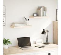 Owoxanthellate Set di 2 mensole sospese in impiallacciatura di quercia, 50 x 23,5 x 3 cm, moderna mensola da parete con montaggio invisibile, robusta e salvaspazio, per cucina, bagno, soggiorno