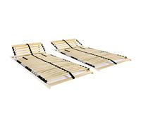 Owoxanthellate Set di 2 reti a doghe, 80 x 200 cm, con 7 zone, struttura in legno di faggio, resistenza regolabile, testiera regolabile in altezza, facile da montare per camera da letto, camera degli