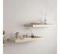 Owoxanthellate Set di 2 scaffali da parete, colore rovere, 60 x 23,5 x 3,8 cm, in MDF a nido d'ape con telaio in metallo, libreria sospesa, decorazione moderna per soggiorno, camera da letto