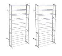 Owoxanthellate Set di 2 scarpiera in plastica bianca con montanti in metallo, 72 x 20 x 140 cm, 40 paia di scarpe, scarpiera salvaspazio, assemblabile senza attrezzi, per corridoio, camera da letto