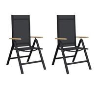 Owoxanthellate Set di 2 sedie a sdraio da giardino, colore nero, 58 x 73 x 111 cm, design moderno, pieghevoli, regolabili, in alluminio, per terrazze, balconi, esterni, lounge