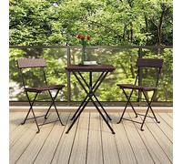 Owoxanthellate Set di 2 sedie da bistrot pieghevoli, marroni, polyrattan, resistenti alle intemperie, 40 x 45 x 79 cm, telaio in acciaio, per balcone, terrazza, campeggio con design moderno