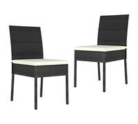 Owoxanthellate Set di 2 sedie da giardino in polyrattan nero, 57 x 44 x 88 cm, design moderno, impilabili e resistenti alle intemperie, per balcone, terrazza e giardino