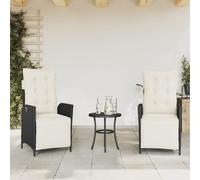 Owoxanthellate Set di 2 sedie da giardino regolabili in polyrattan nero, 57 x 61 x 93 cm, pieghevoli, con poggiapiedi per balcone, terrazza, giardino, sedia a sdraio da esterno